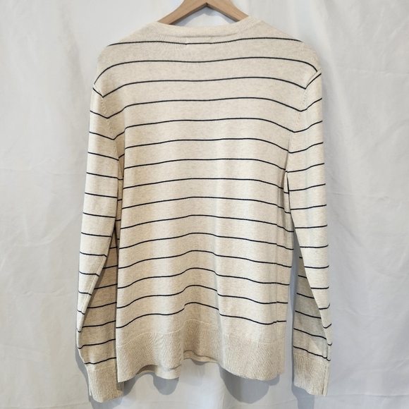 Goodfellow & Co. Men's Crewneck Sweater Size L Tan Navy Stripe Coastal Prep - Picture 8 of 8